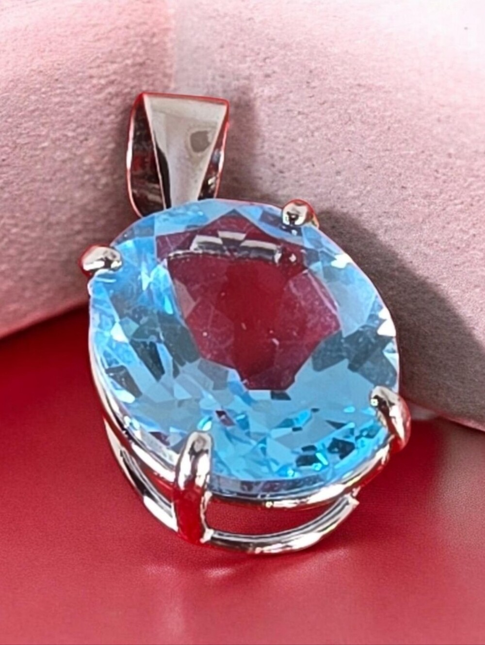 925 Sterling Silver Pendant 10x12mm With Natural Swiss Blue Topaz
